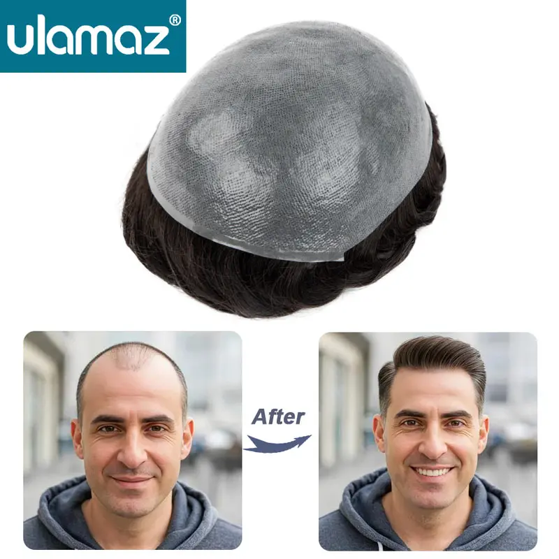 

0.08mm Skin Toupee Man Wig Undetectable Male Hair Prosthesis Natural Hair Wigs For Men 6" Human Hair Men's Capillary Prosthesis