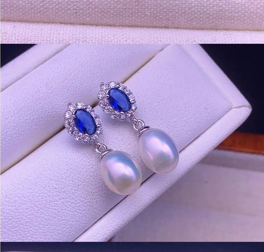 stunning Pair of 10-13mm natural south sea white pearl earring 925s