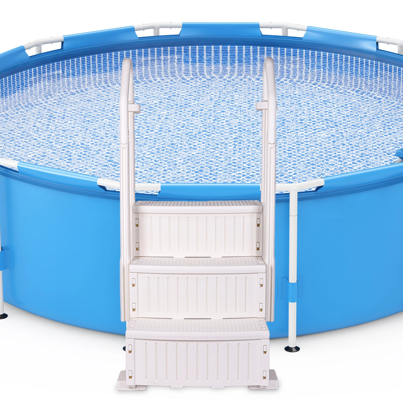 

Detachable Pool Handrails Ladder Anti-Slip Plastic Pool Escalator Above Ground Pool Step with Handle for Various Sizes Pools