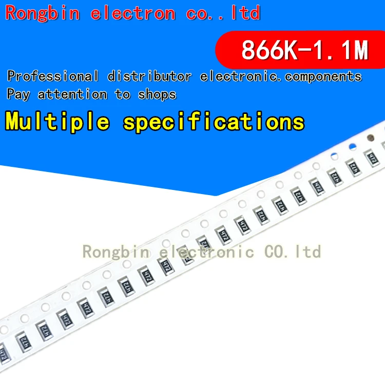 

100PCS 1206 SMD resistor 1% 1/2W 866K 887K 909K 910K 931K 953K 976K 1M 1.1M