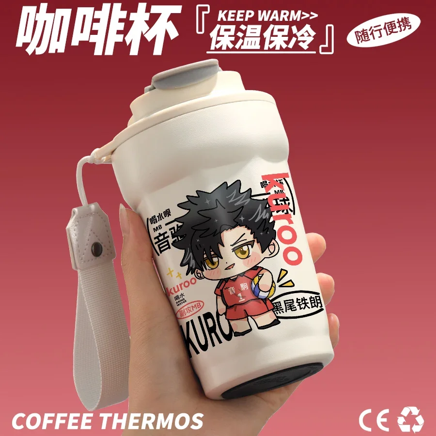 أنيمي هايكيو!! تأثيري الكرتون المياه الزجاج الحفاظ على الحرارة لطيف فنجان القهوة المحمولة الترمس معزول القدح هدية عيد ميلاد