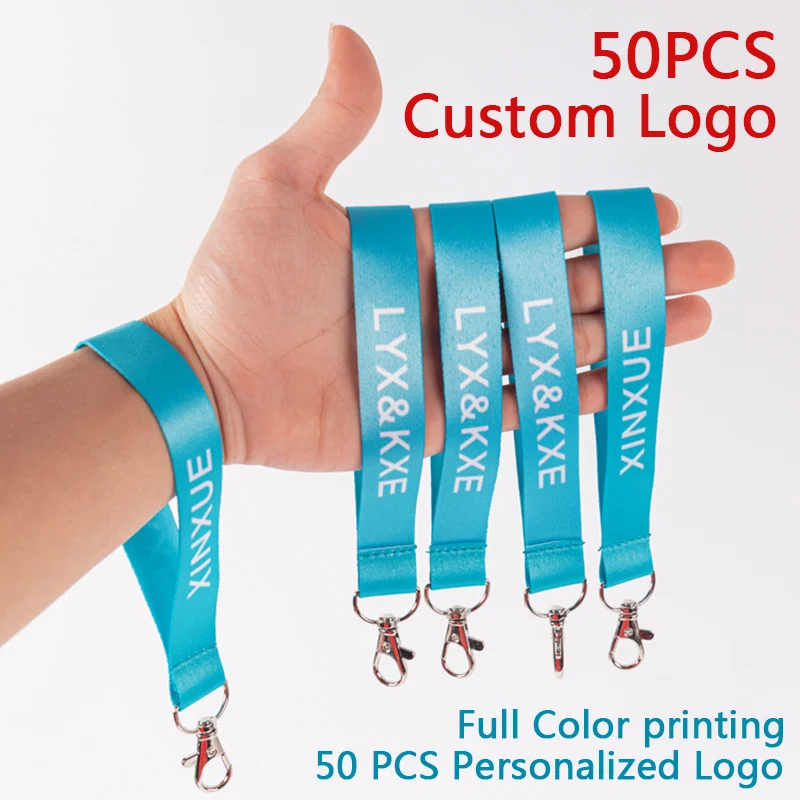

50pcs Short Key Rope With Full Color Custom Logo Personalized Lanyard Print My Logo Company Name for Key Chain Document ID Card