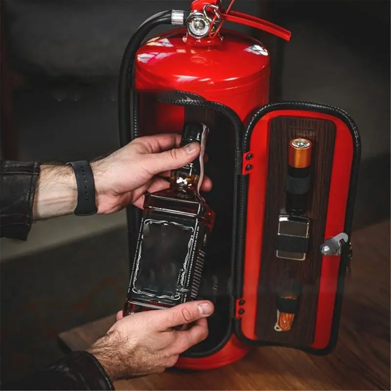 Fire Extinguisher Shape Wine Box Ornaments Mini Bar Wine Cabinet Crafts Decoration Champagne Liquor Storage Box Fireman\'s Gifts