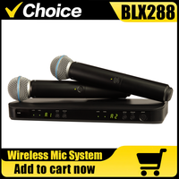 BLX288 B58 Wireless Microphone System UHF Dual-Channel Handheld Dynamic Vocal Mic for Stage Performances Churches Karaoke Speech