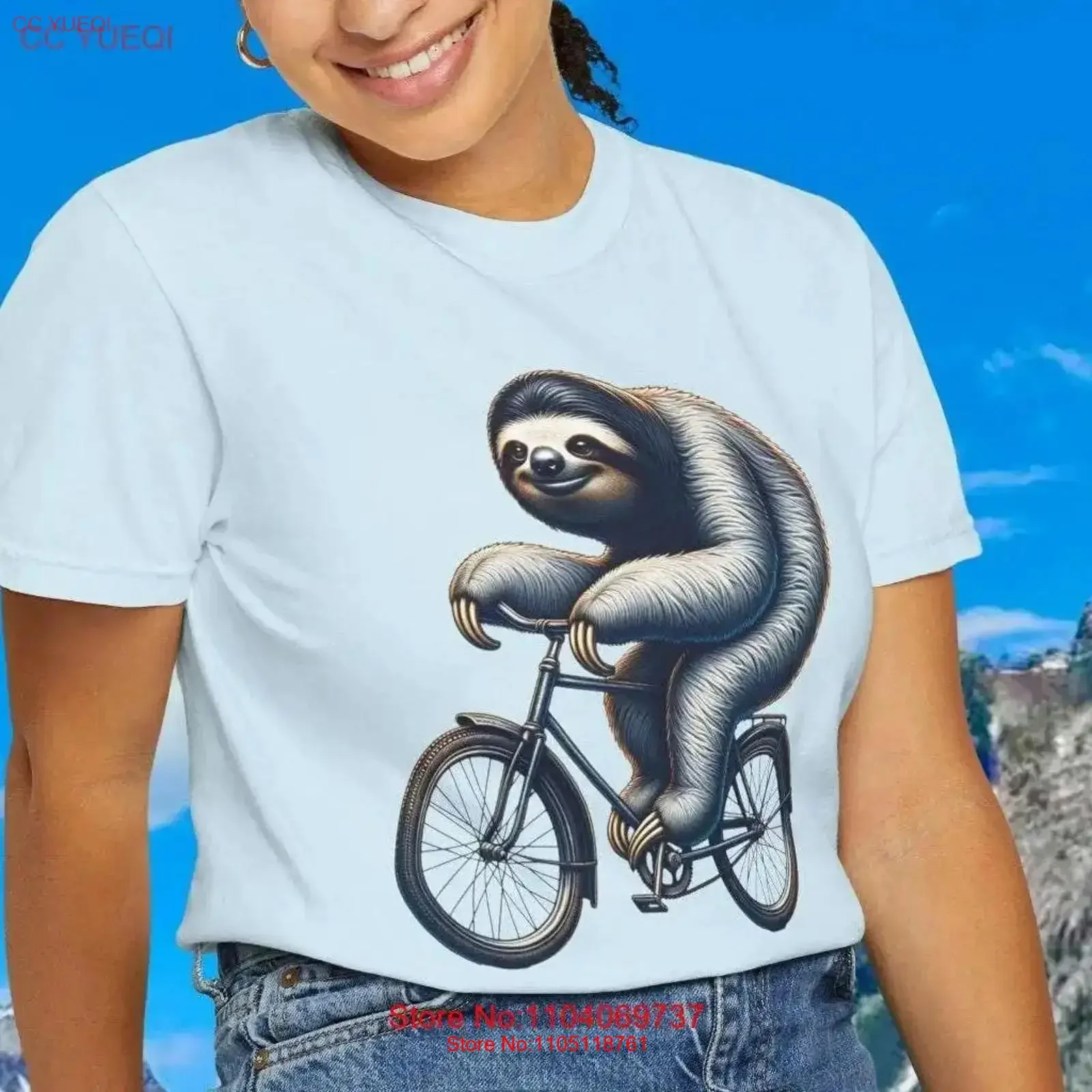Brillosa montar en bicicleta ajuste relajado prenda teñida camiseta 100 algodón S 4XL amante de la naturaleza Sips y Shenanigans animales ciclismo vintage