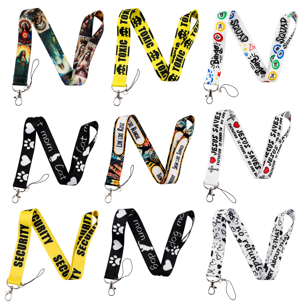 JESUS Quotation Lanyards Virgin Mary Neck Strap For Student Bus Card Keychain Badge Holder DIY Hanging Rope Phone Accessories