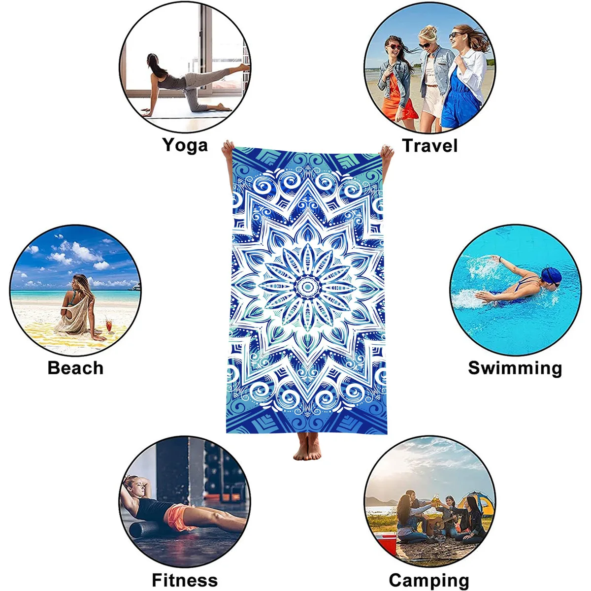 Mandala Beach Towels Bohemian Style Quick Drying Beach Blanket Water Absorption Breathable Thick Towel For Beach Vacation