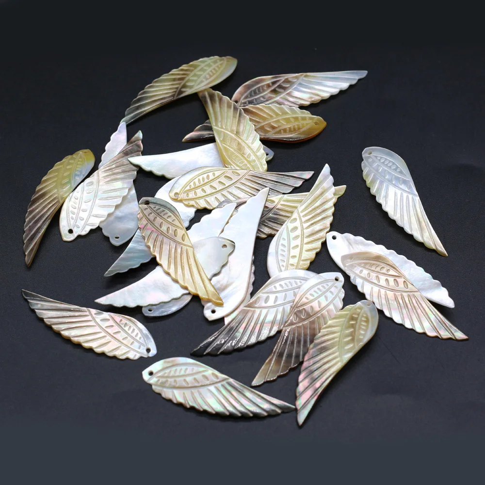 Natural Freshwater Black Shell Pendant with Exquisite Wing Shaped Beaded Jewelry Making DIY Necklace Earrings Accessories Gift
