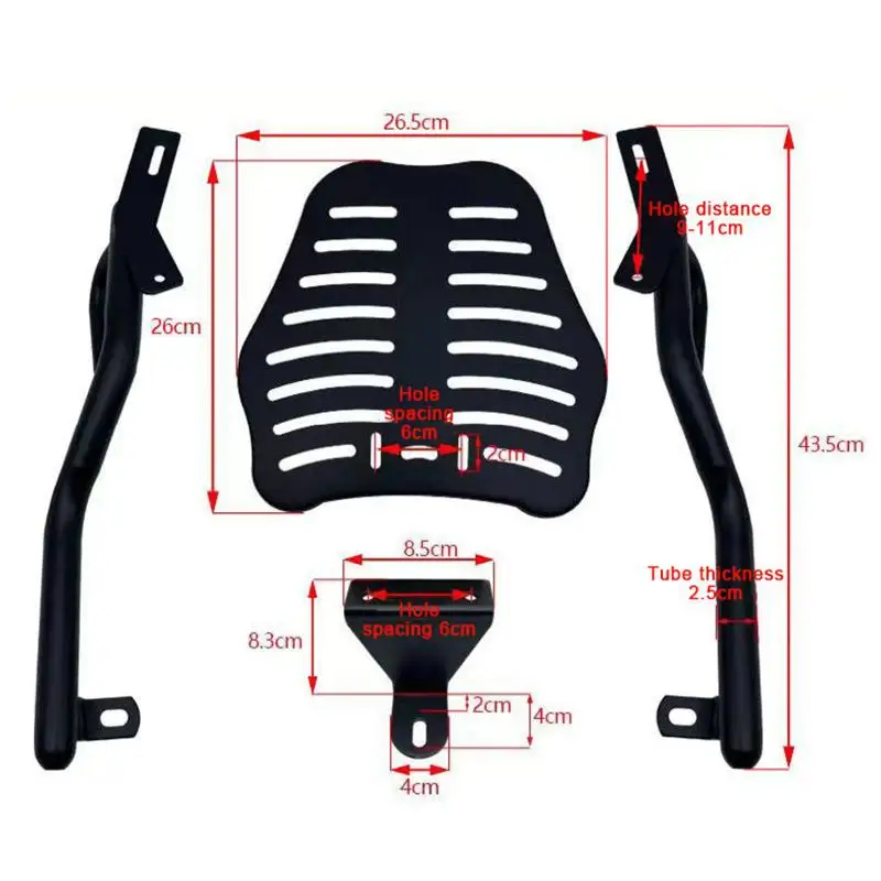 Adjustable Rear Carrier Bracket for Motorcycle Top Box Universal Metal Heavy Duty Rack Luggage Support for Travel and Delivery