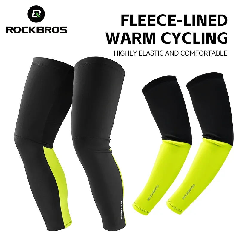 ROCKBROS Bike Leg Women Men Warmers Thermal Thickened Leg Arm Sleeves Warm Fleece Lining Non Slip Reflective Protection Cover
