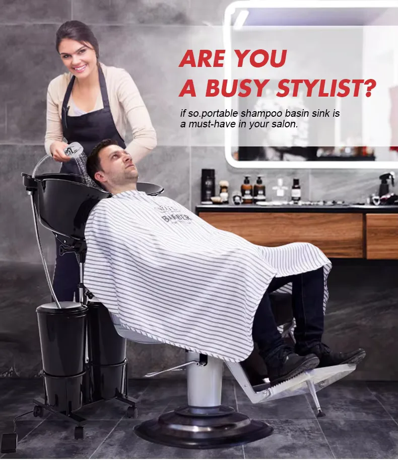 Salão portátil shampoo profundo bacia pia do banheiro grampo de cabelo salão bacia lavagem mangueira lavadora ajustável