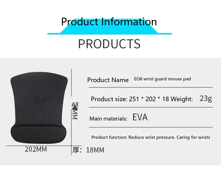 EVA-Schaumstoff Handgelenkauflage Mauspad 9 Farben Ergonomische Rutschfeste Schreibtischunterlage Büro Gaming Leichtgewicht – Detail 6