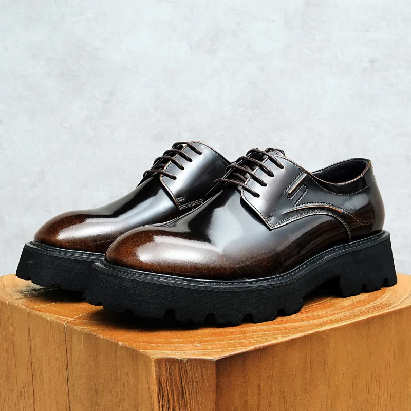 

Men's Genuine Leather Vintage High Quality Shoes Luxury Classic Formal Dress Elegant Gentleman Italian Black Natural Cowhide