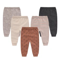 Print Baby Girl Pants 3/4/5Pieces Cotton Newborn Baby Boy Trousers Solid Color 0-24M Cartoon Pants Four Seasons Bebes