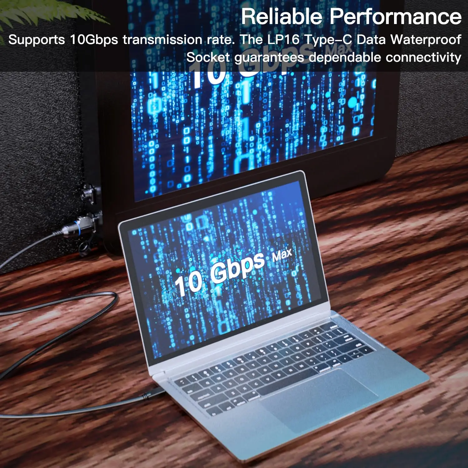 CNLINKO LP16 Waterproof Type-C Connector 5A Female Socket Jacks 10 Gbps Panel Mount Receptacles for Fast Charging Data Transfer