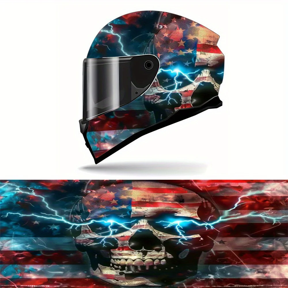 

[Racing Helmet Packaging] National Flag Element Lightning Skull Complete Set Of Helmet Packaging Stickers, Motorcycle Helmet Vin