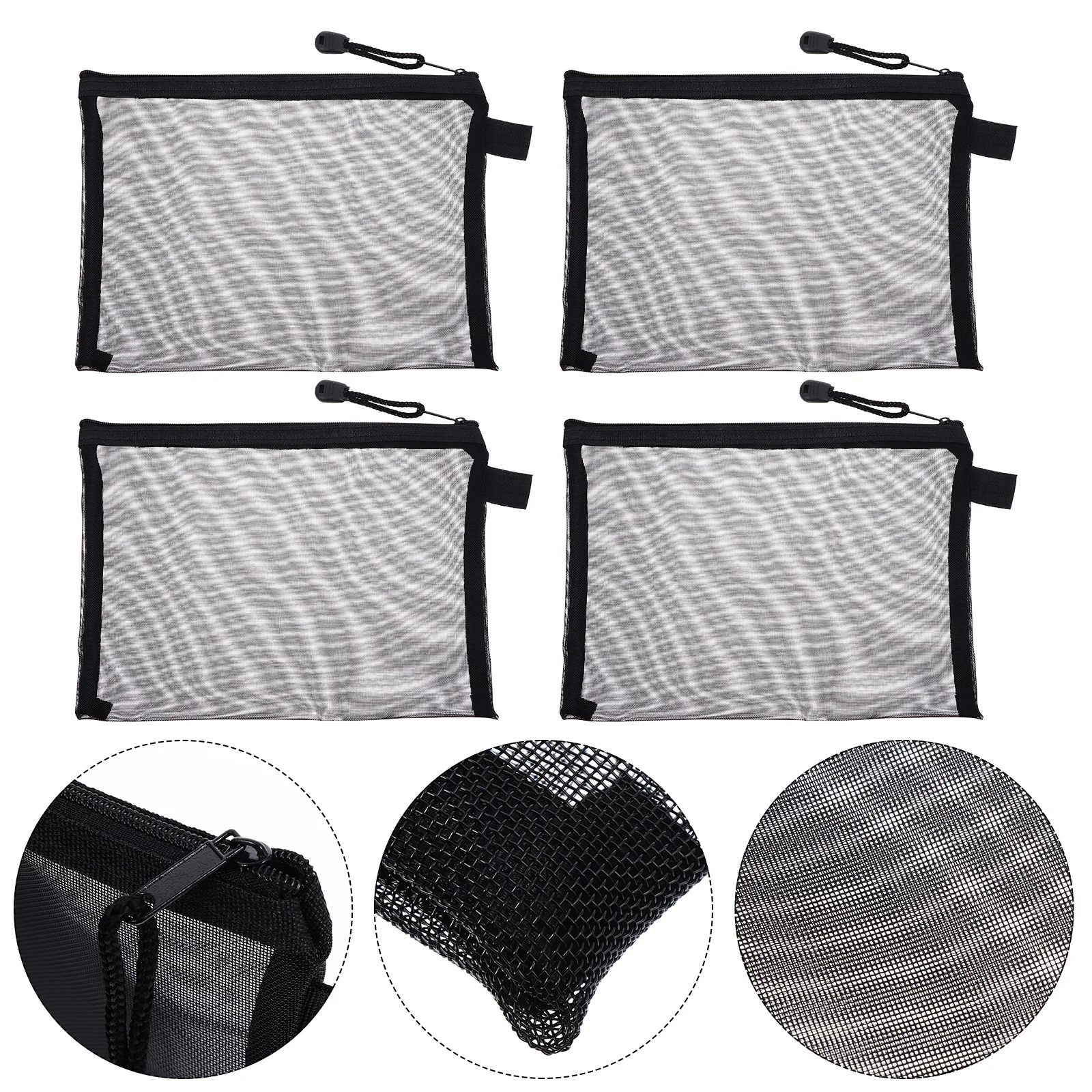 

10 Pcs Transparent Makeup Bag Mesh Zipper Travel Toiletry Clear Carrier Bags