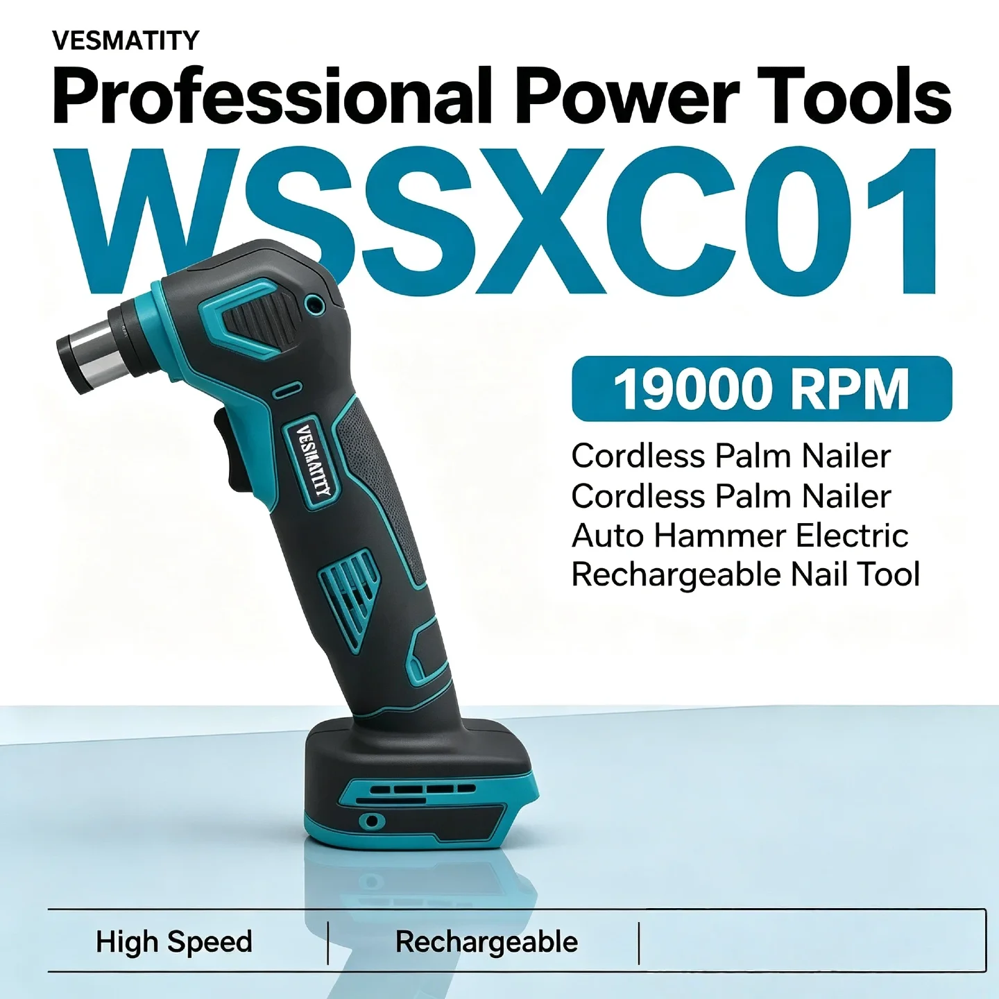 Vesmatity No More Hand-Hammering Fatigue – 19000RPM Cordless Auto Hammer Nailer Electric Palm Nail Driver for Makita 18V Battery