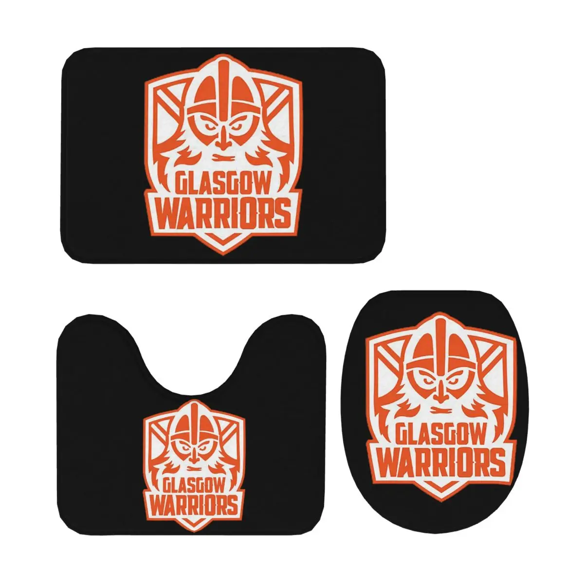

GLASGOW WARRIORS RUGBY-TEAM 3 Pcs Bath Mat Bathroom Set Toilet Lid Cover Home Decor Non-Slip Carpet Floor Rug