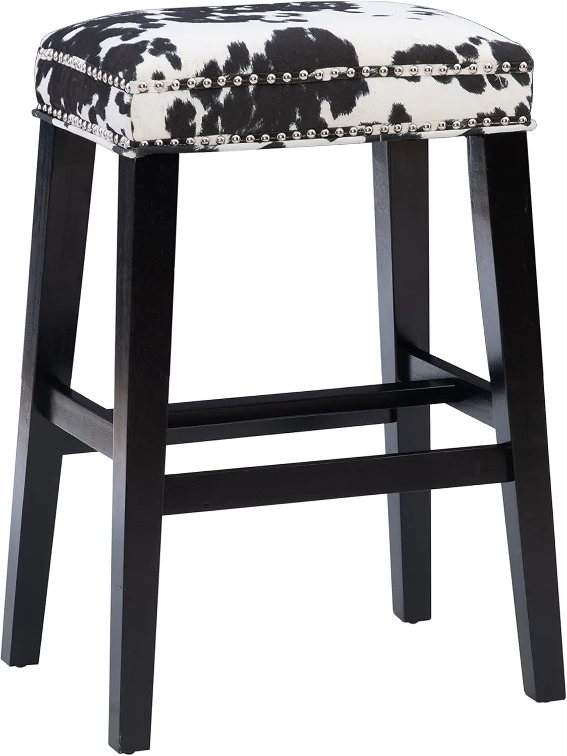 Harlow Black Cow Print Backless Barstool By