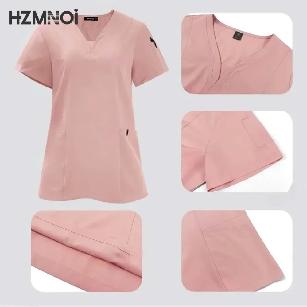 HZMNOI Scrub Hospital Uniform Medical Top Pants Nurse Uniform High Fashion Uniforms Nursing Scrubs Set Hot Sell Surgical Gowns