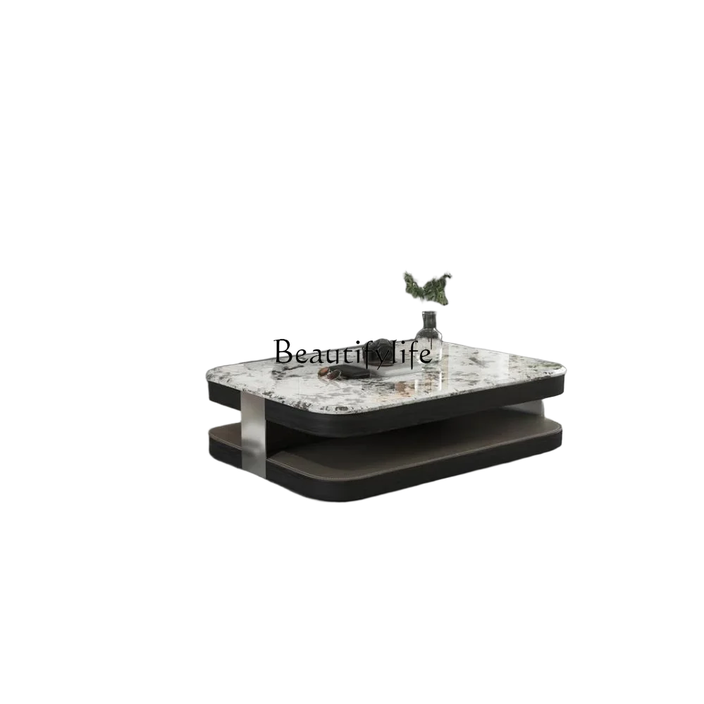 

Natural luxury stone coffee table Italian minimalist storage light luxury marble coffee table