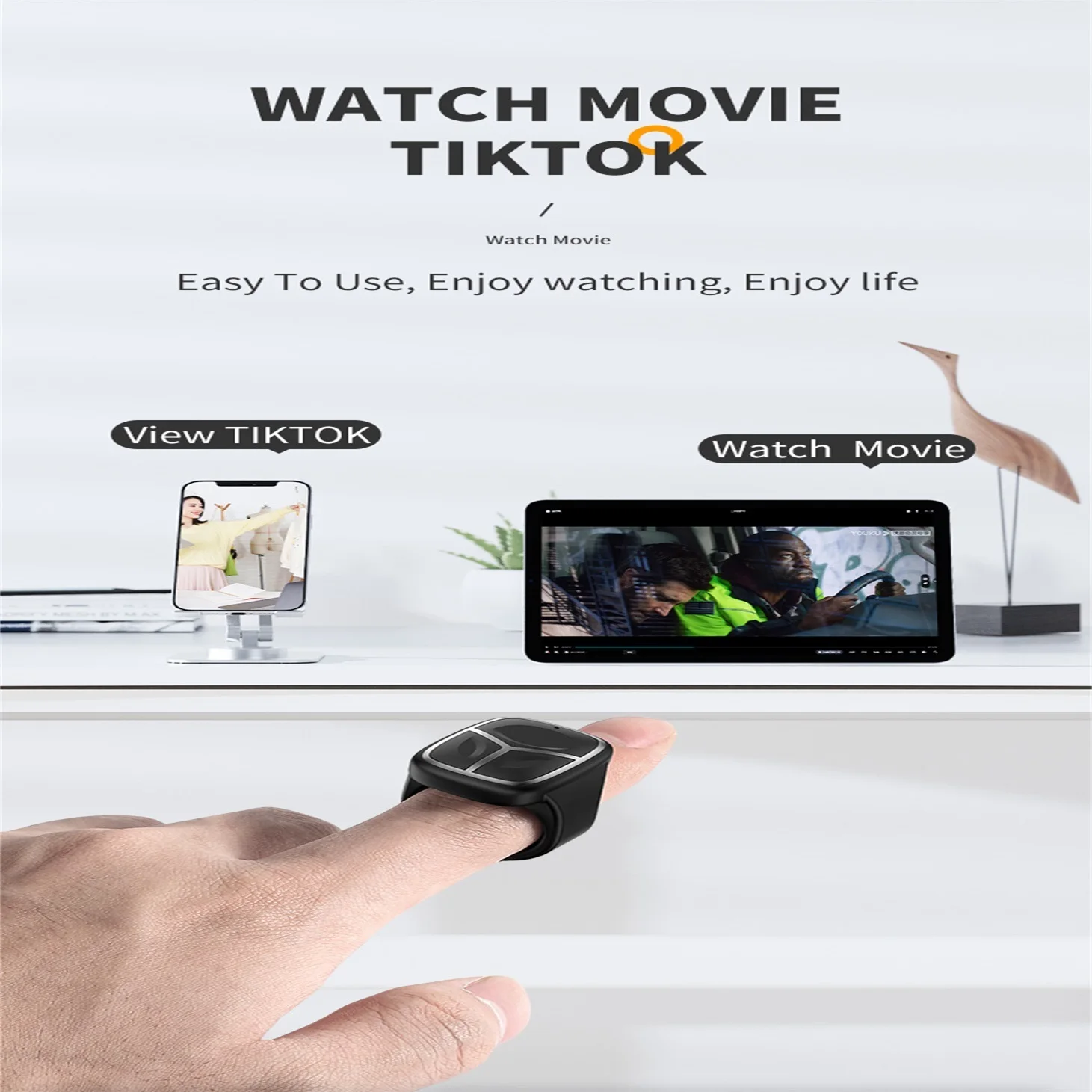 New Smart Air Finger Remote Control Bluetooth Wireless Mouse Ring Mobile Phone Photo Brush Tiktok Magic Fingertip Rechargeable