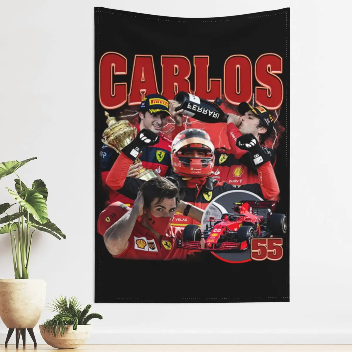 

Carlos Sainz Jr 55 Tapestry Wall Hanging Printed Polyester Tapestries Race Car Lover Bohemian Wall Blanket Dorm Decor Wall Cloth