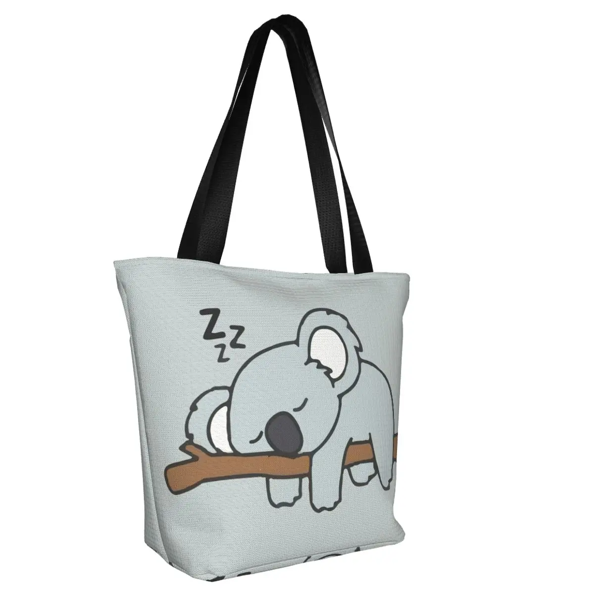 Custom Fashion Cute Lazy Koala Bear Napping Shopping Tote Bag Recycling Animal Lover Groceries Canvas Shoulder Shopper Bag
