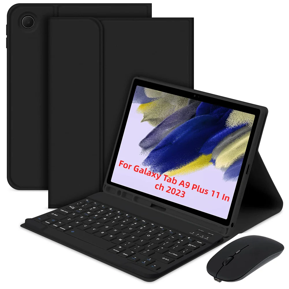 

Для Samsung Galaxy Tab A9 Plus 11-дюймовый чехол с Bluetooth-совместимым чехлом для клавиатуры с мышью Smart Cover Кожаный чехол-книжка