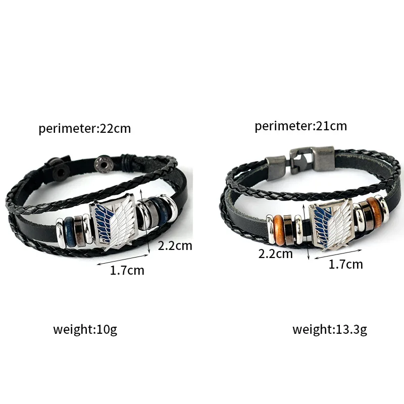 進撃の巨人 - 調査兵団ロゴブレスレット - レザー織りハンドピース