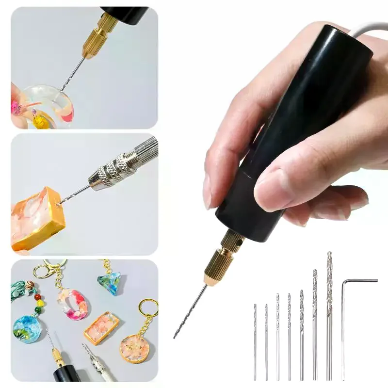 

Handheld Mini Electric Drill DIY Electric USB Electric Drill Tools for Epoxy Resin Jewelry Making Wood Craft Engraving Pen Tool