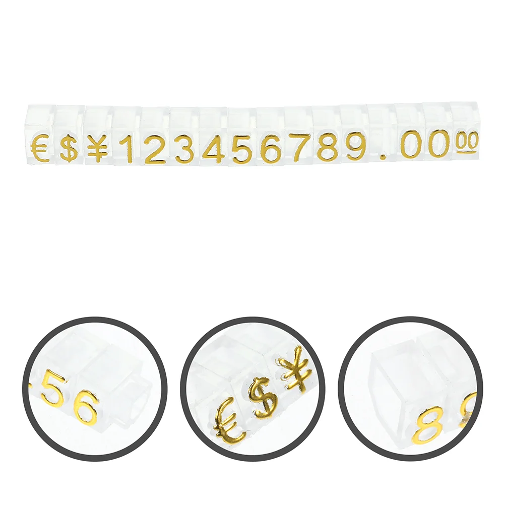  10 Strings Price Tags for Jewelry Label Display Stand Cube with Base Golden Pricing