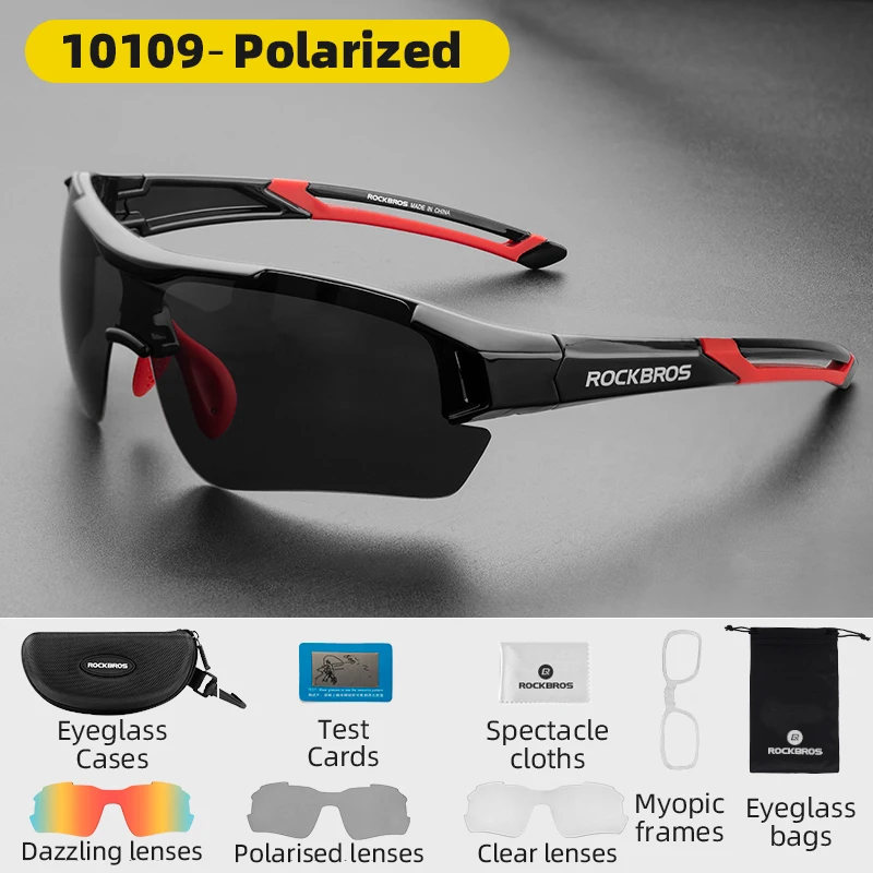 ROCKBROS Polarisierte Fahrradbrille, 5-Linsen, Outdoor-Sportbrille, MTB, Straßenbrille, Fahrradsonnenbrille, Myopie-Rahmen, Fahrradbrille