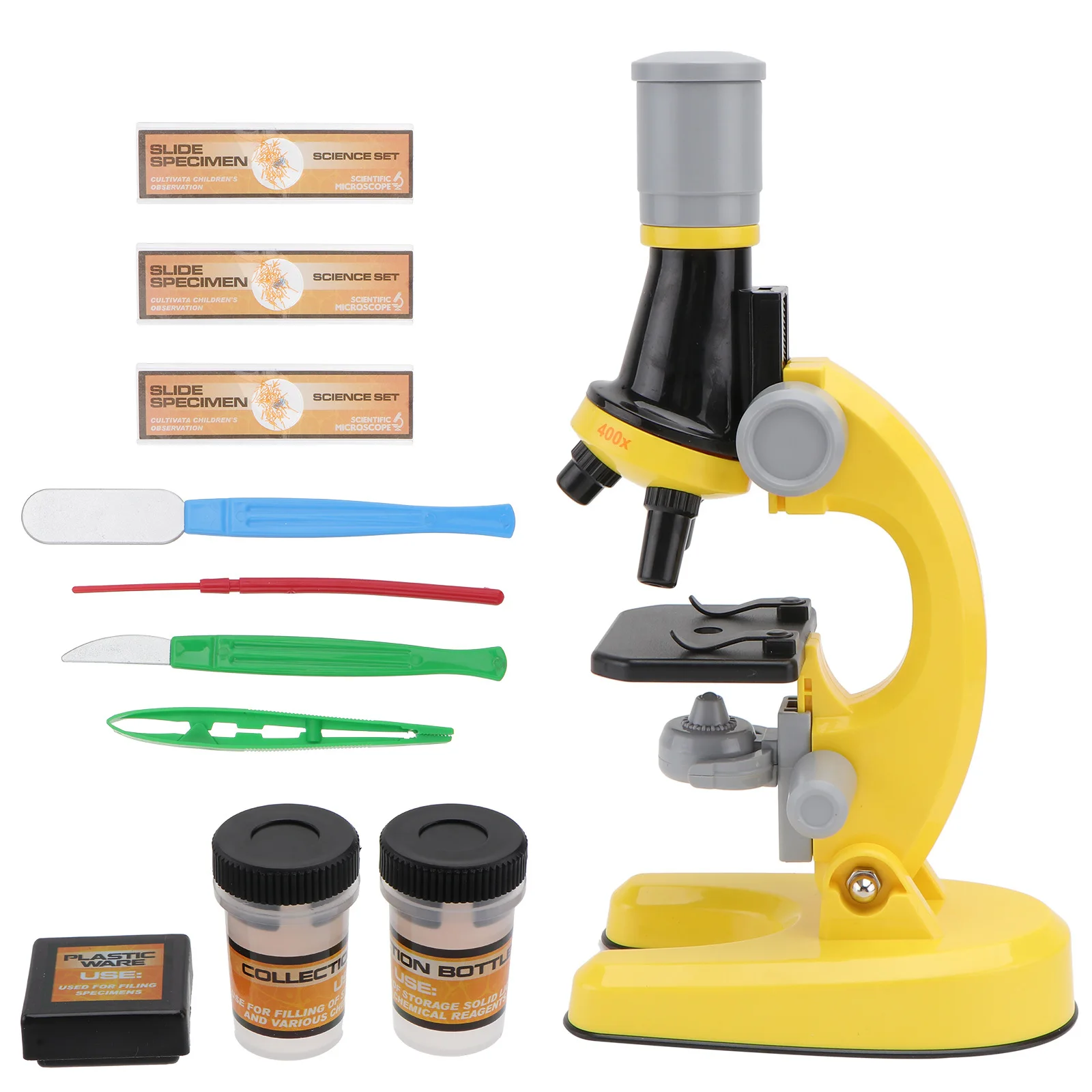 1 مجموعة 1 مجموعة مجهر أصفر للأطفال قابل للتعديل مصباح ليد العلوم أداة تعليمية المكبر تطوير التعلم اللعب