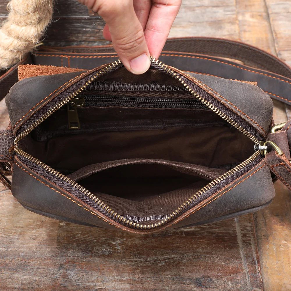 S.WORKER Vintage-Umhängetasche aus Vollnarbenleder für Herren | Umhängetasche aus Used-Leder – Detail 19