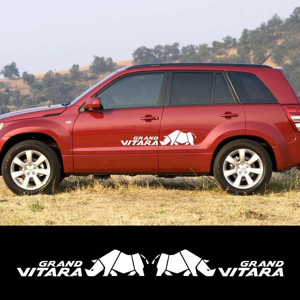 2PCS Car Door Side Stickers For Suzuki Grand Vitara AT MT 4X4 OFF ROAD Sport Stripes Styling Auto Accessories Vinyl Film Decals view 2