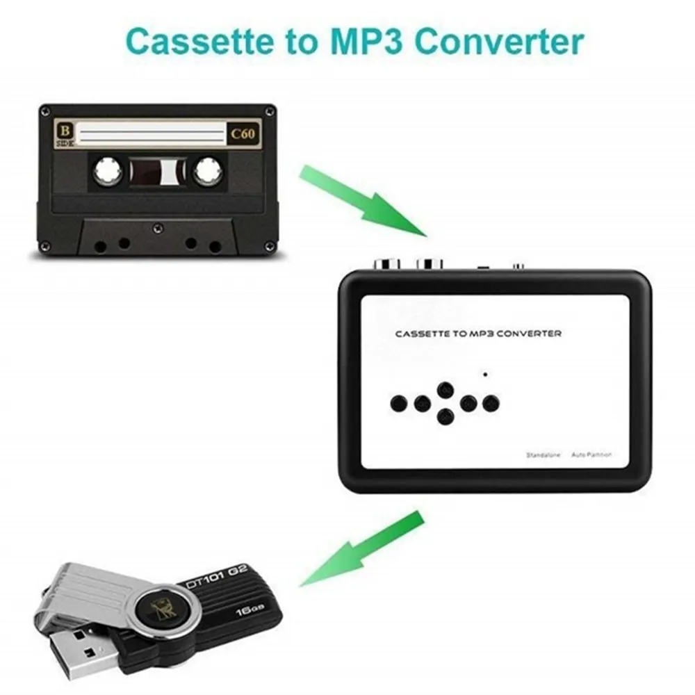 Máquina de casete portátil Walkman, reproductor de Audio, transcripción de cinta, disco U a formato MP3 estéreo, convertidor USB, salida de auriculares 5V