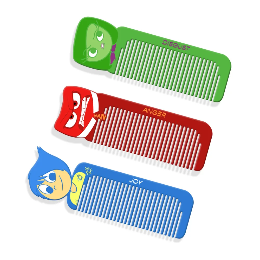 Disney Inside Out 2 Comb Movie Cartoon Joy Anger Disgust Makeup Tool Children Hair Comb Small Toy Doll Charm Gifts for Girls