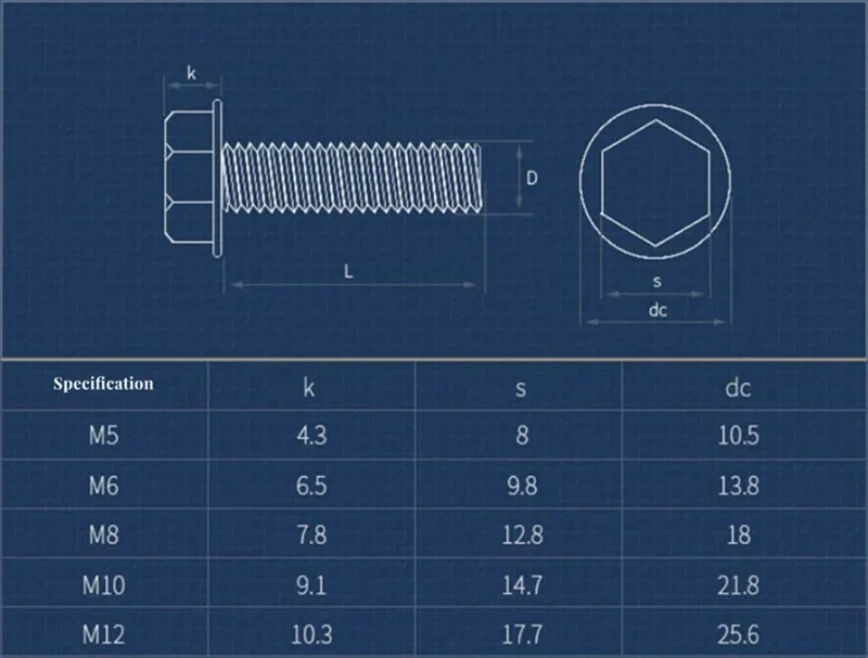 M5 M6 M8 M10 M12 M14 M16 Grade 10.9 High Strength Black Carbon Steel Hexagon Hex Head Flange Screws Bolts