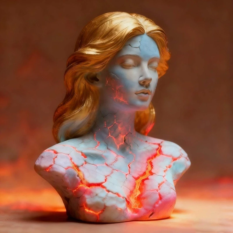 Fiery Soul Girl Figurine Resin Flame Broken Design Table Centerpiece Home Decor For Teens Women Gothic Eerie Gift