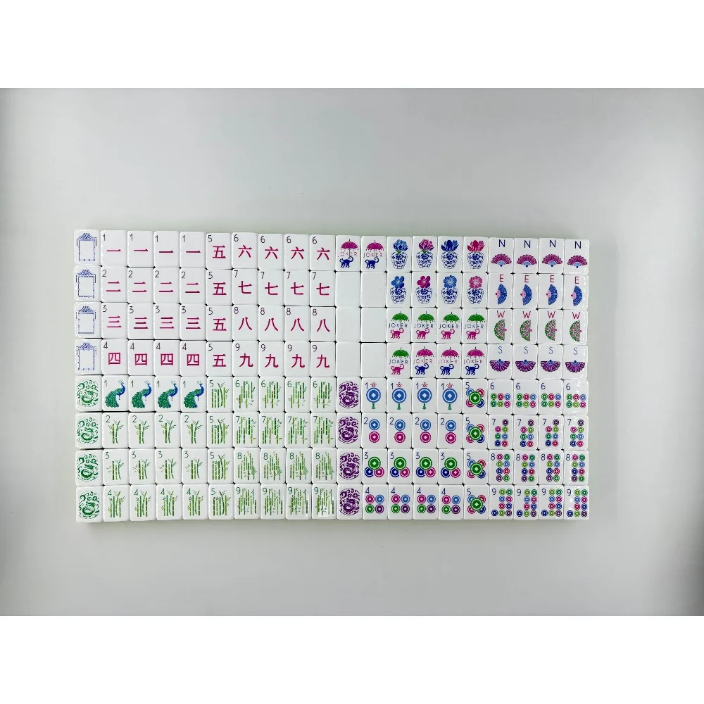 Acrylic 32mm 160 Pieces Lime Green 4-Layer Engraved Luxury American Mahjong Set Pink Floral Pad for Tropical Social Club Party