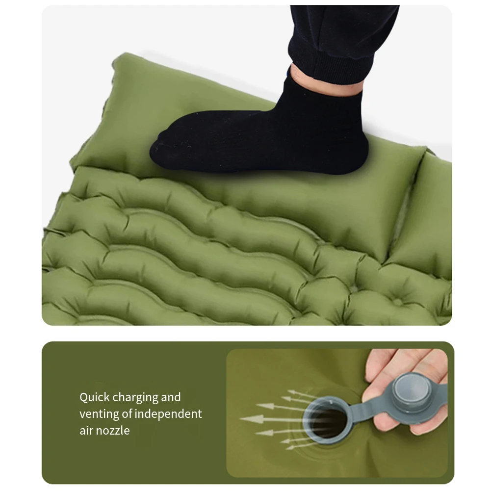 

Camping Trip Outdoor Adventure 200*140*6cm Inflatable Pad Foot Pump Inflation Mattress Mattress Compact Folding