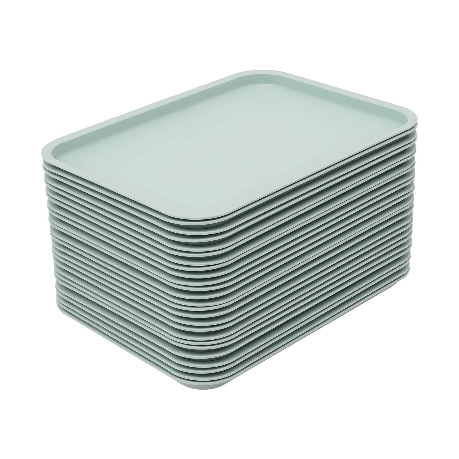 24Pcs Stackable Restaurant Trays Non-Slip Surface Commercial PP Food Serving Tray Set for Fast Food Hotel School Cafeteria