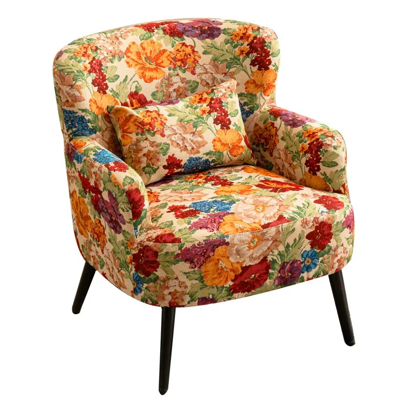 

American light luxury single sofa retro rural small apartment balcony living room bedroom sofa chair combination