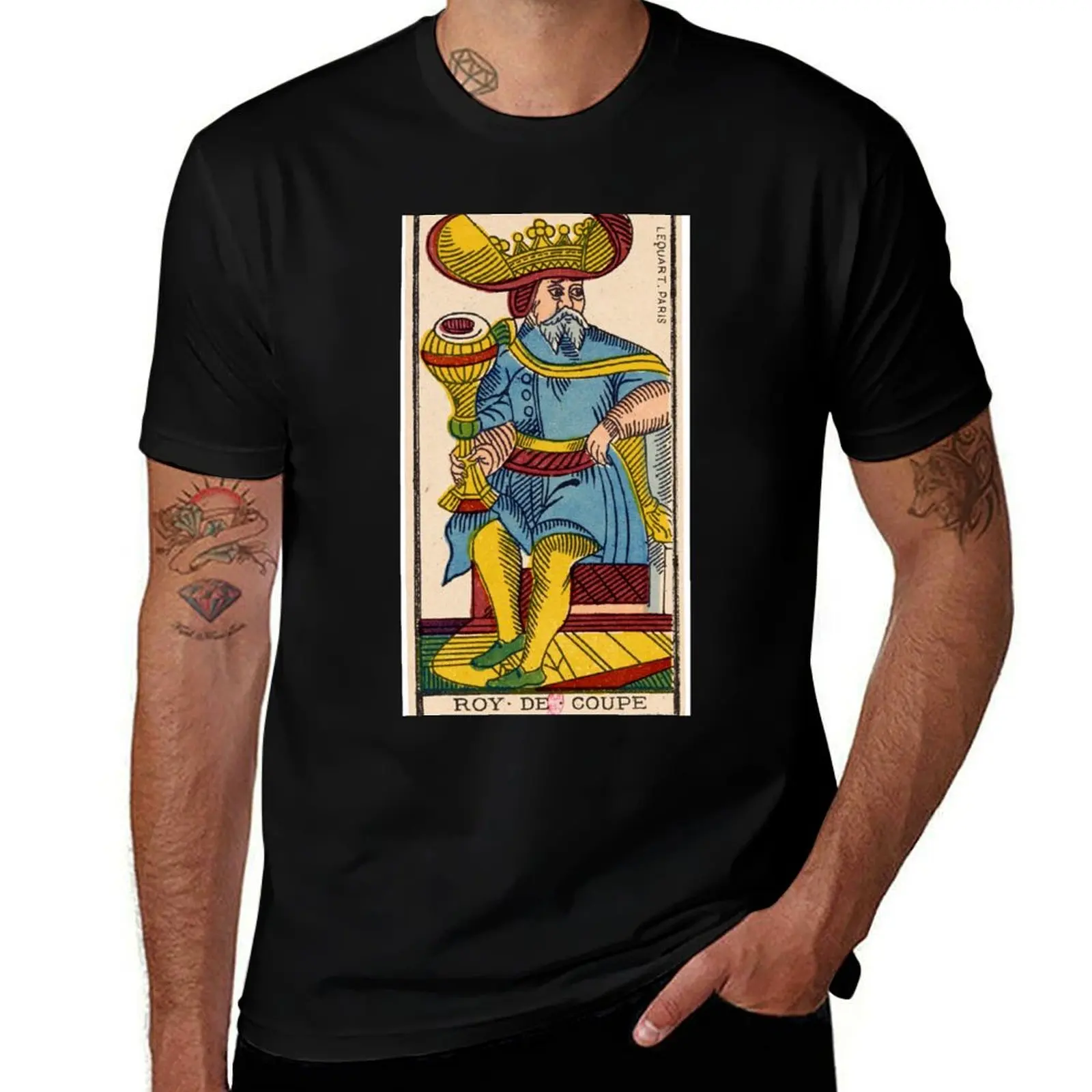 

Vintage Roy de Coupe Tarot Card T-Shirt Louboutins anime clothes summer 2025 funny meme t-shirts t shirts for men graphic