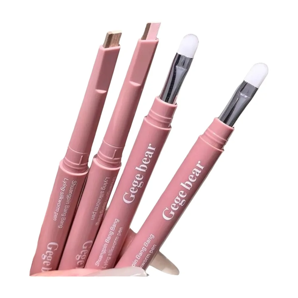 Doppelseitiger Lying-Silkworm-Stift Nude Unterlid-Eyeliner Lidschatten-Stift mit Detailpinsel 2-in-1 Lidschattenstift Schnelles Make-up