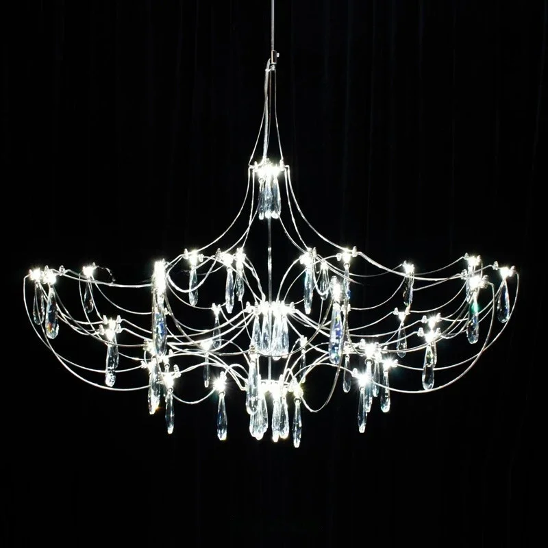 2025 New Living Room Dining Room Firefly Chandelier Villa Apartment Bedroom Light Cube Starry Sky Crystal Chandelier