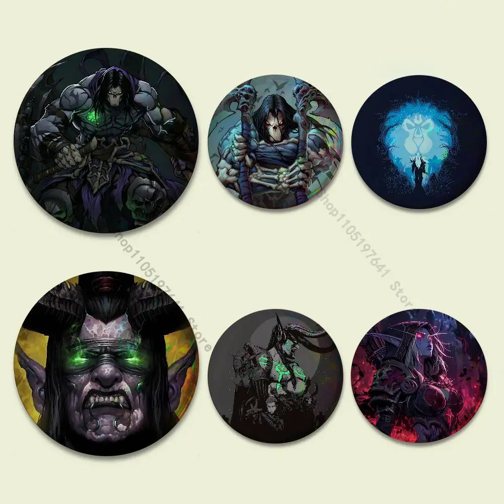 

Game WorldS Of W-Warcraft Creative Round Badge Button Pin Bag Decor Fans Collection Friends Gift Brooch