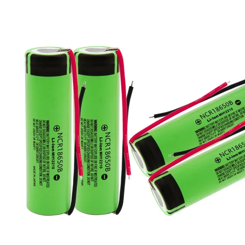 100%18650 Rechargeable Battery 3400mAh 3.7V Battery NCR 18650B Silicone Wire Soldering DIY Suitable for Power Bank Car Bike